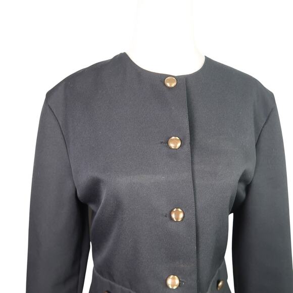 Vintage 80s Magna black collarless blazer jacket M - Picture 2 of 5